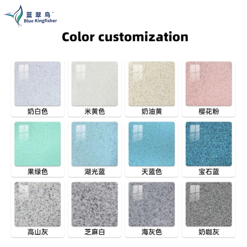 Blue Kingfisher epoxy resin floor paint contains natural colored sand, environmentally friendly and durable