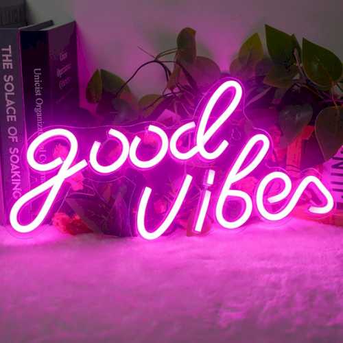 Good Vibes Neon Sign Personalized LED Neon Light Sign for Home Party