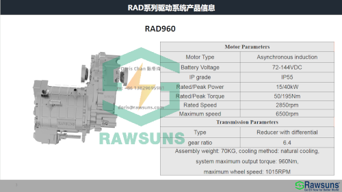 Rawsun Electric Motor Kit Conversion Auto Electrico 55-110kW RAD1000 Sprinter Van Electric Car Conversion Kit Synchronous Motor