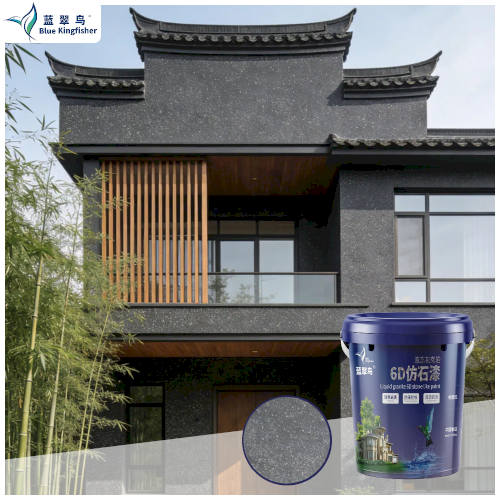 Blue Kingfisher Exterior Liquid Granite Paint is made of selected stone materials and is strong and durable.