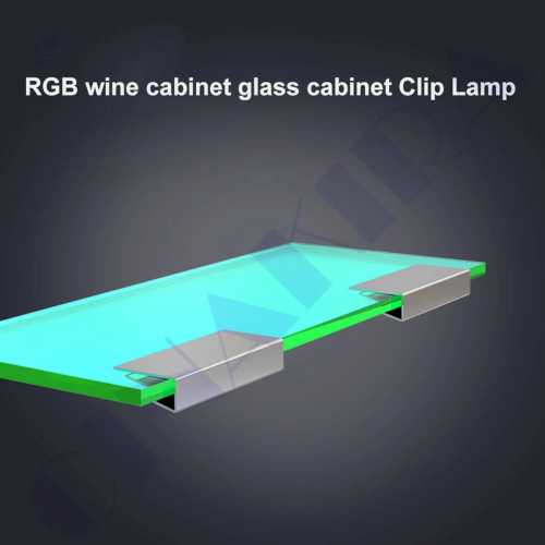 Under Cabinet LED Lights for Glass Edge Shelf Back Side Clip Clamp Strip Lighting with Remote Control and Plug 6 Lamps Kit